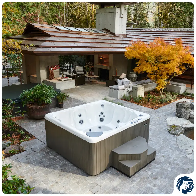 Outdoor hot tub at cozy cabin retreat