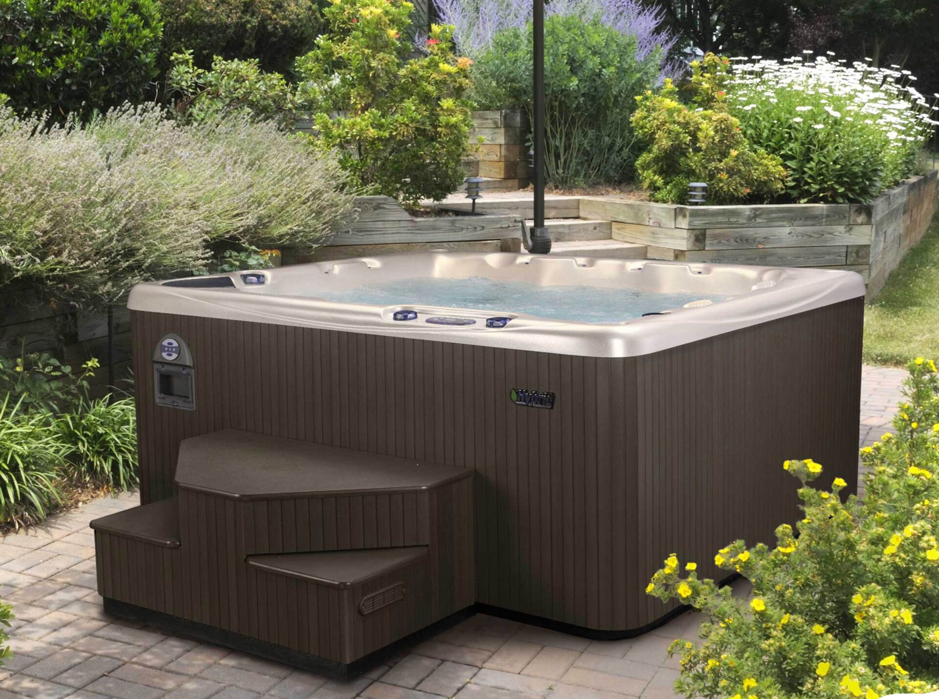 Backyard Hot Tub with Garden